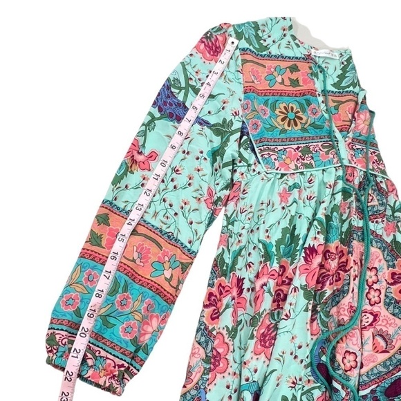 R. Vivimos Women's Boho Floral Retro V Neck Cottagecore Midi Dress - Picture 7 of 10